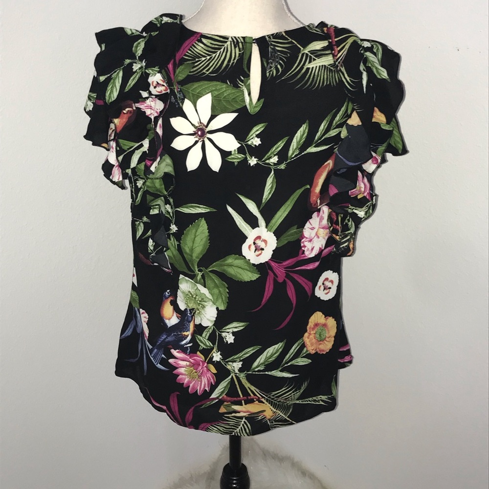 Ruffle Floral Print Shirt - Picture 3 of 3